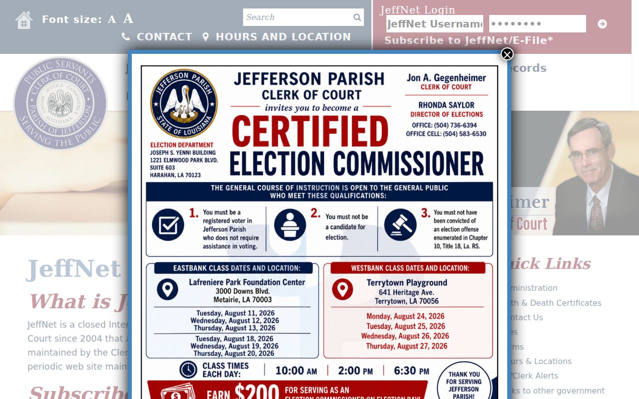 Harvey residents directory JeffNet record access