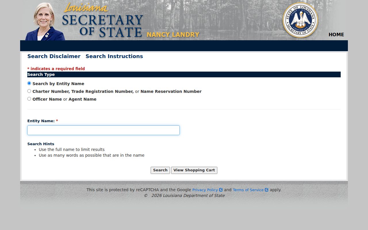 Harvey neighbors Louisiana official business filing search