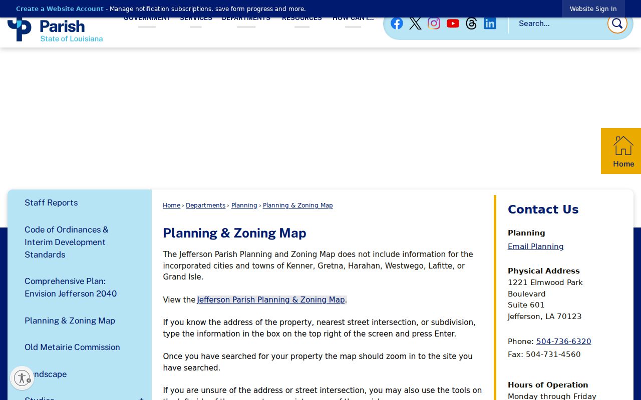 Harvey street directory planning and zoning map instructions