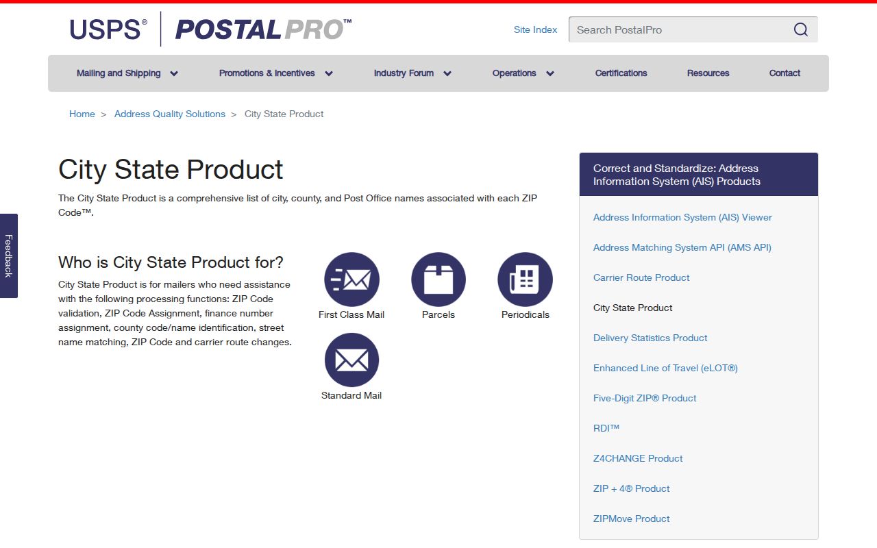 Harvey ZIP code directory source at the USPS City State Product